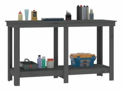 Garden Furniture Garaje|Prolenta Premium - Banco de trabajo de madera maciza de pino gris 140x50x80 cm