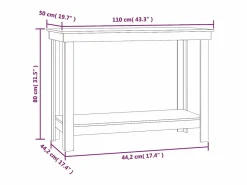 Garden Furniture Prolenta Premium - Banco de trabajo de madera maciza de pino 110x50x80 cm Multicolor