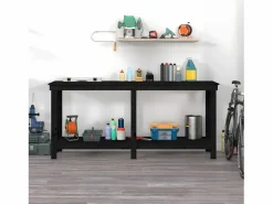 Garden Furniture Garaje|Prolenta Premium - Banco de trabajo de madera maciza de pino negro 180x50x80 cm