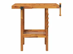 Garden Furniture Prolenta Premium - Banco trabajo con tornillos de banco madera acacia 92x48x83cm Marru00f3n