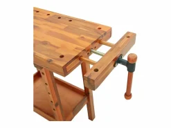 Garden Furniture Prolenta Premium - Banco trabajo con tornillos de banco madera acacia 92x48x83cm Marru00f3n
