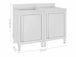Prolenta Premium - Fregadero de cocina profesional acero inoxidable 120x60x96 cm^Garden Furniture