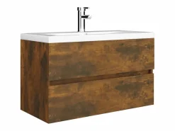 Garden Furniture Prolenta Premium - Mueble lavabo madera contrachapada roble ahumado 80x38,5x45cm Multicolor New