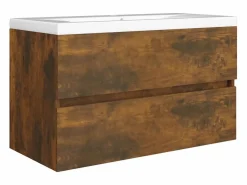 Garden Furniture Prolenta Premium - Mueble lavabo madera contrachapada roble ahumado 80x38,5x45cm Multicolor New