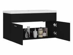 Prolenta Premium - Mueble con lavabo madera de ingeniería negro^Garden Furniture Hot