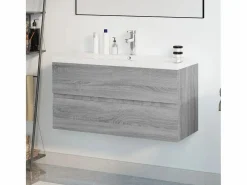 Garden Furniture Estantería Sobre Inodoro|Prolenta Premium - Mueble de baño con lavabo madera contrachapada gris Sonoma