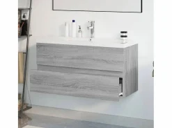 Garden Furniture Estantería Sobre Inodoro|Prolenta Premium - Mueble de baño con lavabo madera contrachapada gris Sonoma