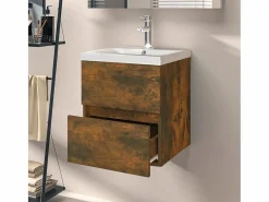 Prolenta Premium - Mueble de lavabo madera ingeniería roble ahumado 41x38,5x45 cm^Garden Furniture Discount