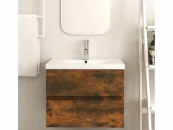 Garden Furniture Prolenta Premium - Mueble de lavabo contrachapado roble ahumado 60x38,5x45 cm Multicolor Online