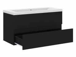 Garden Furniture Estantería Sobre Inodoro|Prolenta Premium - Mueble con lavabo madera de ingeniería negro