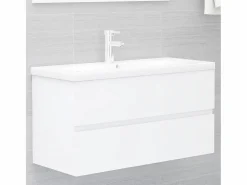 Prolenta Premium - Mueble de lavabo madera de ingeniería blanco 90x38,5x45 cm^Garden Furniture Outlet