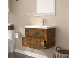 Prolenta Premium - Mueble de baño con lavabo madera contrachapada roble ahumado^Garden Furniture Online