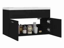 Garden Furniture Prolenta Premium - Mueble con lavabo madera de ingeniería negro Multicolor Clearance