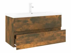 Garden Furniture Prolenta Premium - Mueble de baño con lavabo madera contrachapada roble ahumado Multicolor