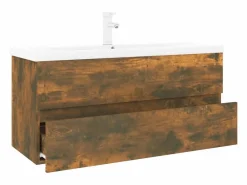 Prolenta Premium - Mueble de baño con lavabo madera contrachapada roble ahumado^Garden Furniture Sale