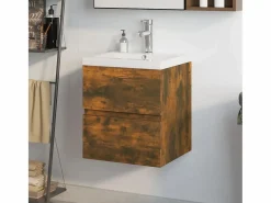 Garden Furniture Estantería Sobre Inodoro|Prolenta Premium - Mueble de baño con lavabo madera de ingeniería roble ahumado
