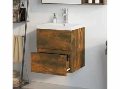 Garden Furniture Estantería Sobre Inodoro|Prolenta Premium - Mueble de baño con lavabo madera de ingeniería roble ahumado