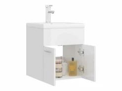 Garden Furniture Prolenta Premium - Mueble con lavabo aglomerado blanco brillante Multicolor Outlet