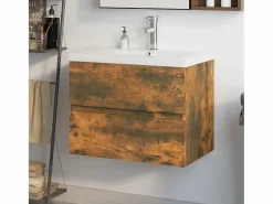 Prolenta Premium - Mueble de baño con lavabo madera contrachapada roble ahumado^Garden Furniture Clearance