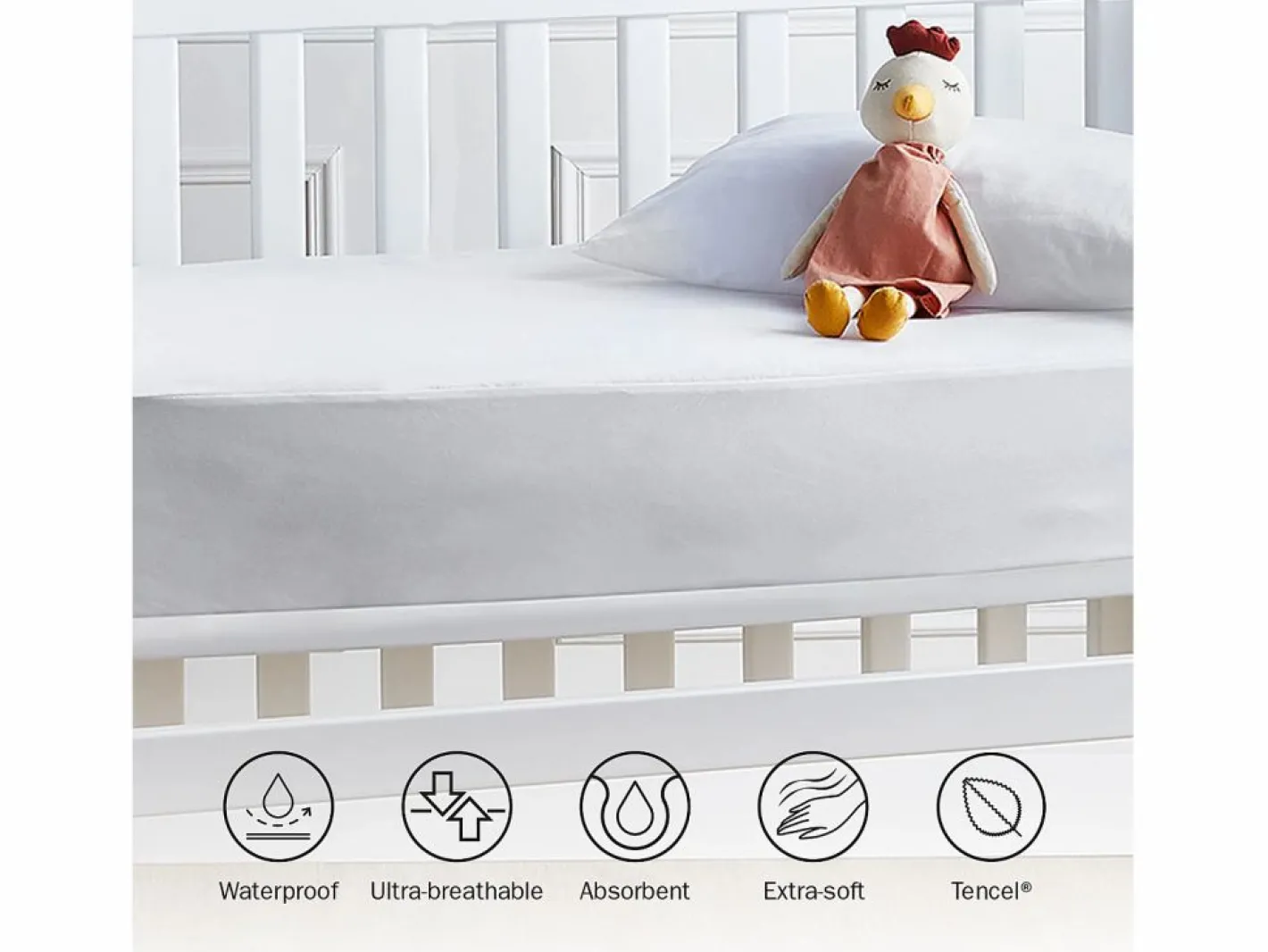 PIKOLIN Protector colchón TENCEL™ impermeable 60x120cm Blanco Clearance