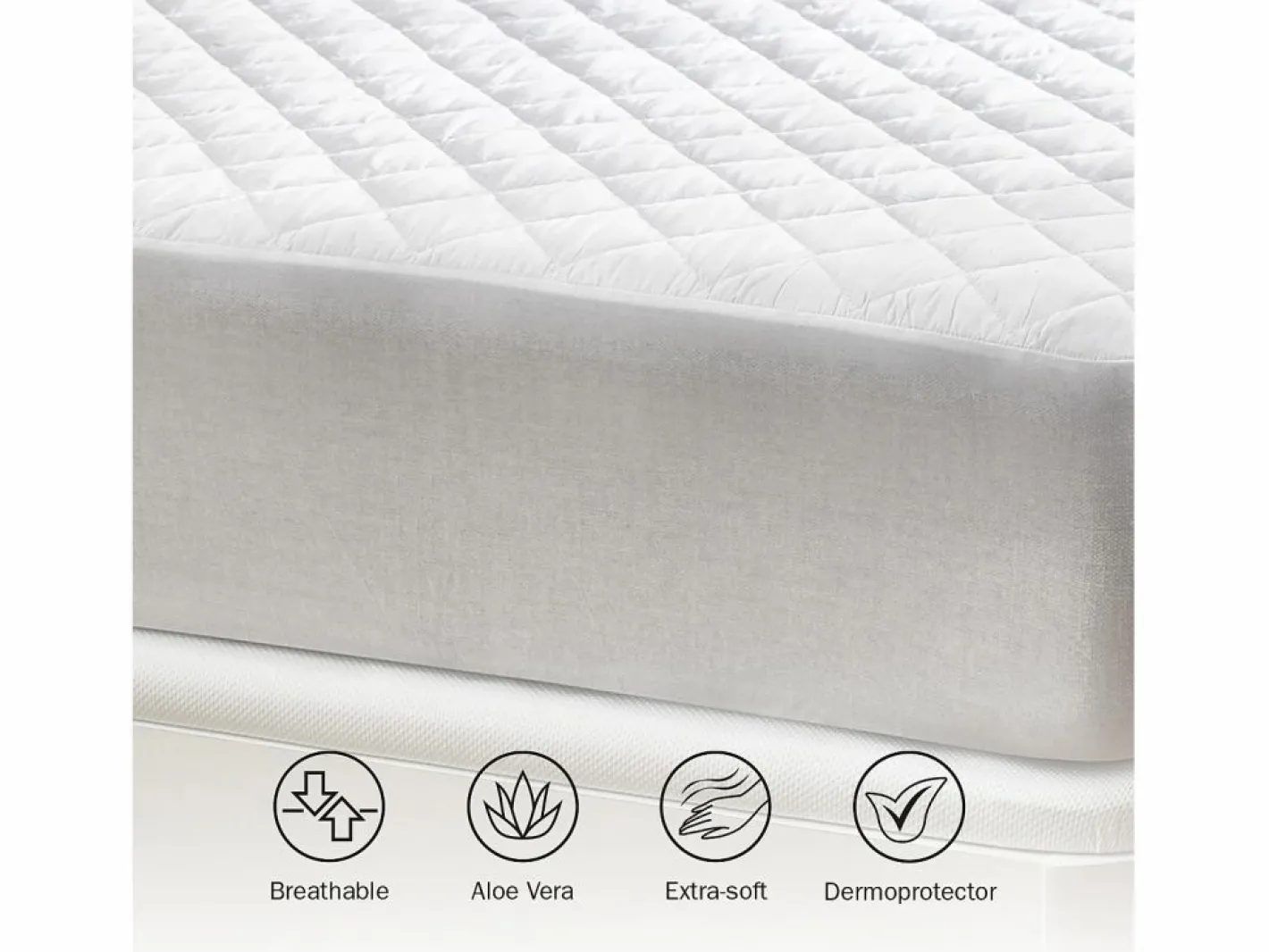 PIKOLIN Protector de colchón 105x196cm| HOME| Aloe Vera| Hasta 32cm Blanco