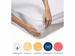 Cambia tus muebles Protector impermeable de 90x190-200 cm transpirable microperforado PU en blanco Nube