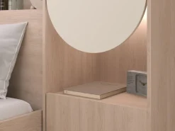 Puente de cama con almacenamiento con LEDs - An. 266 cm y natural - DOMELITO^Vente-unique