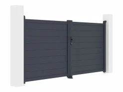 EXPERTLAND Puerta batiente de aluminio macizo - L305 x H150 cm - Antracita - NAZARIO Gris antracita Discount