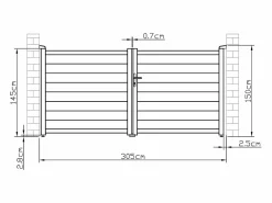 EXPERTLAND Puerta batiente de aluminio macizo - L305 x H150 cm - Antracita - NAZARIO Gris antracita Discount
