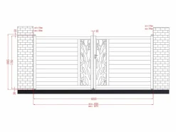 EXPERTLAND Puerta batiente de aluminio con calados con motivos Ancho 400 x Alt. 179 cm antracita LABRIT II Gris antracita Discount