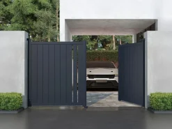EXPERTLAND Portón|Puerta batiente de aluminio semi calada 309x181 cm antracita - TOROMA