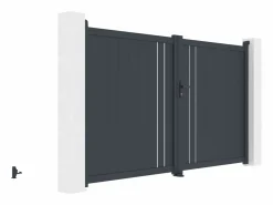 EXPERTLAND Portón|Puerta batiente de aluminio semi calada 309x181 cm antracita - TOROMA