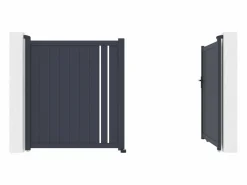 EXPERTLAND Portón|Puerta batiente de aluminio semi calada 309x181 cm antracita - TOROMA
