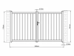 EXPERTLAND Portón|Puerta batiente de aluminio semi calada 309x181 cm antracita - TOROMA