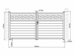Puerta batiente de aluminio semi sólida con patrones L355 x H181 cm antracita - BAZIO^EXPERTLAND Sale