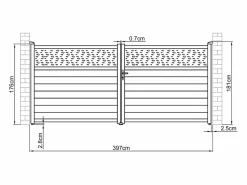 Puerta batiente de aluminio semimaciza con motivos L397 x H181 cm antracita - BAZIO^EXPERTLAND Hot