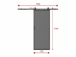 Puerta corredera - aluminio y vidrio templado ahumado - Alt. 205 x Ancho 73 cm - LINCI II^Vente-unique Online