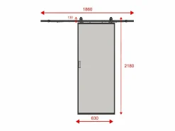 Vente-unique Puerta corredera - aluminio - vidrio templado esmerilado Alt. 205 x Ancho 63 cm - LINCI II Negro Discount