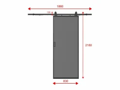 Vente-unique Puerta corredera - aluminio y vidrio templado ahumado - Alt. 205 x Ancho 83 cm - LINCI II Negro Online