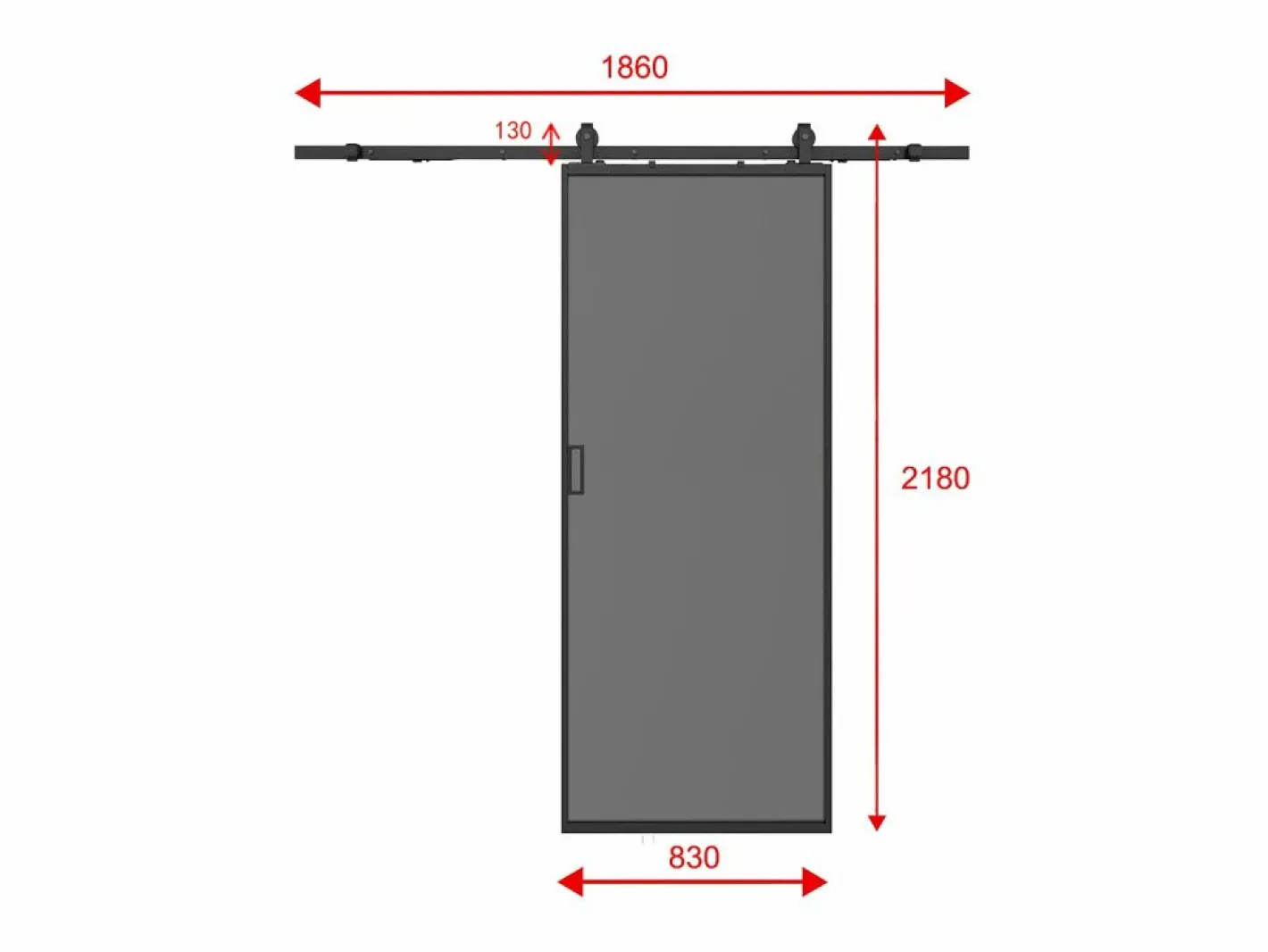 Vente-unique Puerta corredera - aluminio y vidrio templado ahumado - Alt. 205 x Ancho 83 cm - LINCI II Negro Online