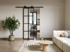 Vente-unique Puerta Corredera|Puerta corredera - aluminio y vidrio templado - Alt. 205 x Ancho 83 cm - WILDEN II