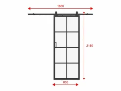 Vente-unique Puerta Corredera|Puerta corredera - aluminio y vidrio templado - Alt. 205 x Ancho 83 cm - WILDEN II