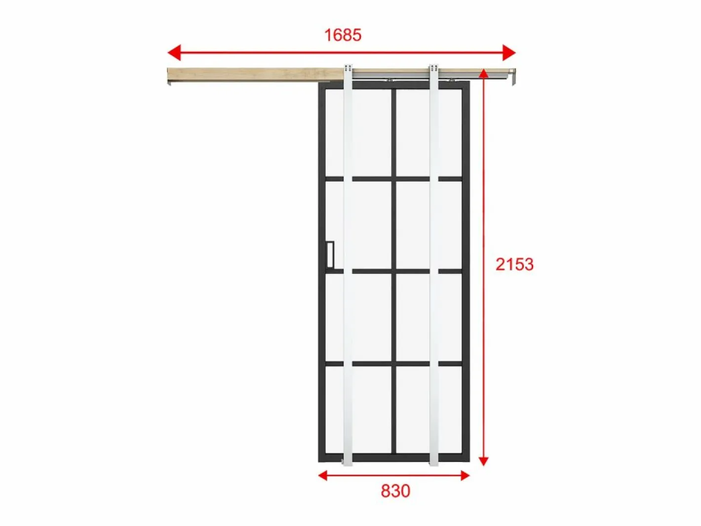 Vente-unique Puerta corredera - vidrio templado - Alt. 205 x Ancho 83 cm - WILDEN II Negro Online
