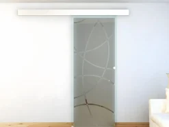 Vente-unique Puerta corredera con aplique de cristal templado HEIDI Transparente Clearance
