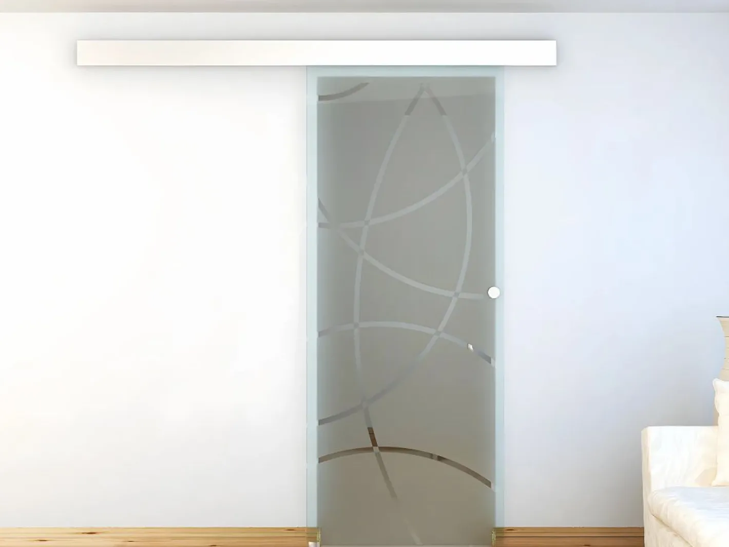 Vente-unique Puerta corredera con aplique de cristal templado HEIDI Transparente Clearance