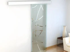 Vente-unique Puerta corredera con aplique de cristal templado HEIDI Transparente Clearance
