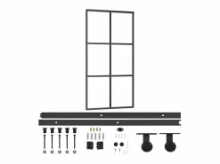 Puerta Corredera|Puerta corredera con herrajes ESG vidrio y aluminio 102x205 cm ES476434