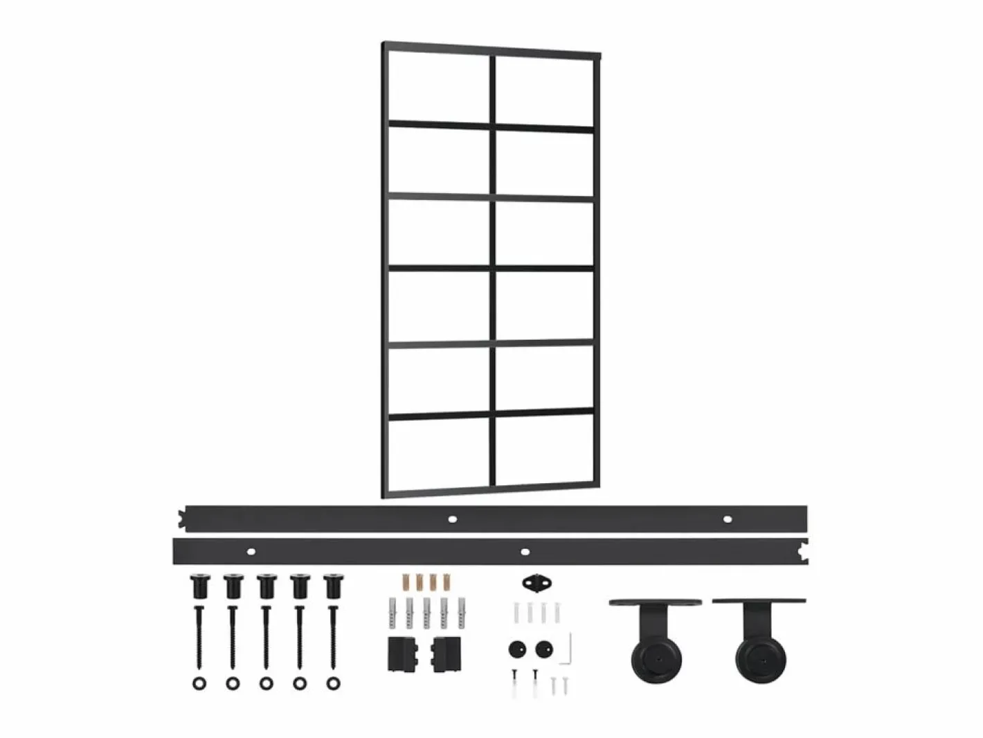 Puerta corredera con herrajes ESG vidrio y aluminio 102x205 cm ES429434^