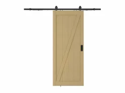 Vente-unique Puerta Corredera|Puerta corredera con riel de madera MDF natural claro rústico - H205 x L63 cm - BALERMA