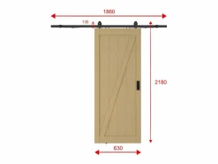 Vente-unique Puerta Corredera|Puerta corredera con riel de madera MDF natural claro rústico - H205 x L63 cm - BALERMA